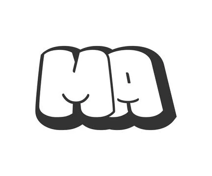 MA logo, bubble comic lettering, rounded in graffiti style black and white .. Stock Illustration