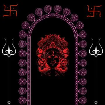 Maa durga digital portrait image with trishul and decoration. Stock Photos