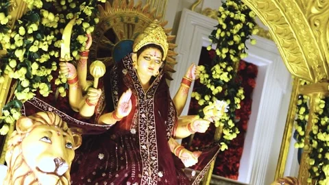 Maa Durga Idol Navratri Celebration Video Stock Footage 317289704
