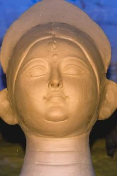 "Maa Durga" or " Devi Durga" close up. Stock Photos
