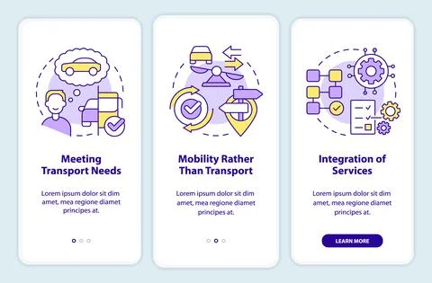 MaaS concept components onboarding mobile app screen 库存插图