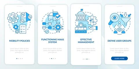 MaaS introduction components blue onboarding mobile app screen 库存插图