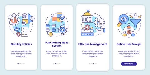 MaaS introduction components onboarding mobile app screen 库存插图