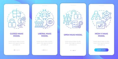 MaaS models blue gradient onboarding mobile app screen 스톡 일러스트