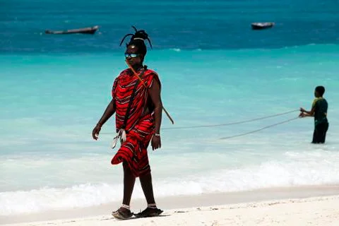 Maasai on the beach Stock Photos