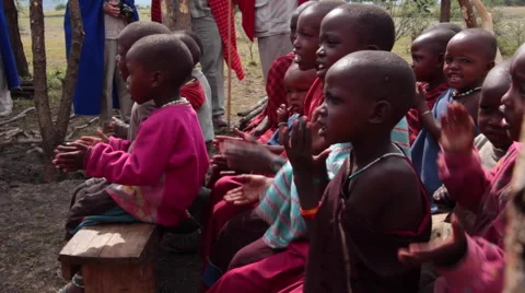 MAASAI CHILDREN AFRICAN TRIBAL CULTURE Stock Footage