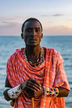 Maasai Man on the beach Stock Photos
