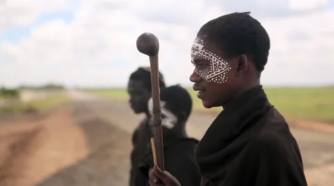 Maasai tribe with painted face Stock Footage 49009923