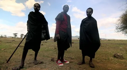 Maasai tribe with painted face Stock Footage 49009981