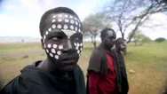Maasai Tribe With Painted Face Stock Footage