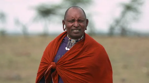 Maasai Warrior Elder Stock Footage 198510729