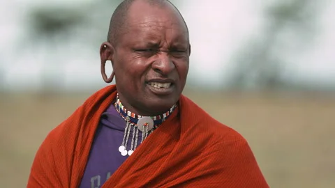 Maasai Warrior Elder Stock Footage 198510774