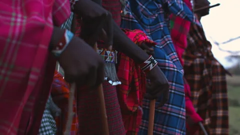 Maasai Warriors Dancing and Singing Stock Footage 197744902