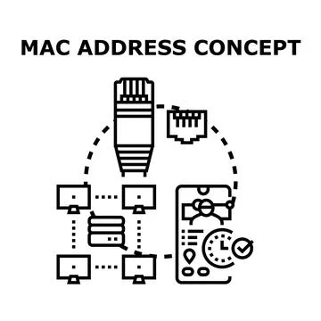 Mac address concept in network identification and security イラスト素材