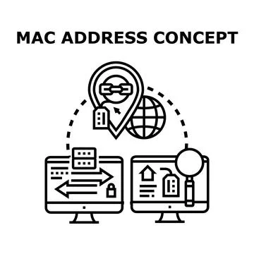 Mac address concept network identification and security 库存插图
