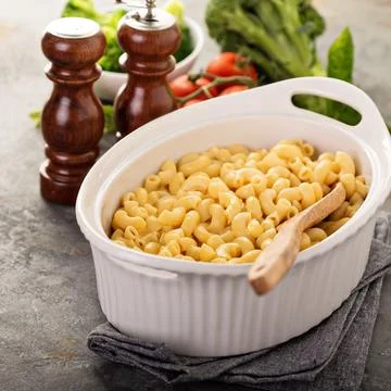 Mac and cheese in a baking dish Stock Photos