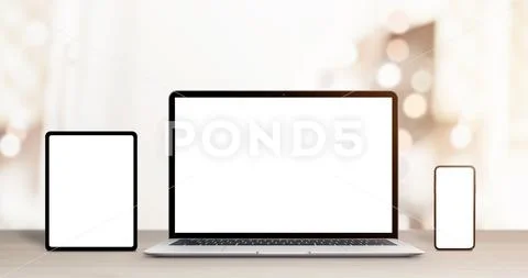Mac Book, iPad Pro and iPhone mockup PSD-Vorlage