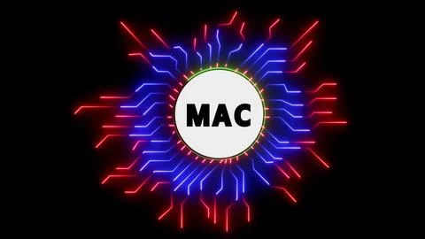 Mac computer with neon lights Stock Illustration