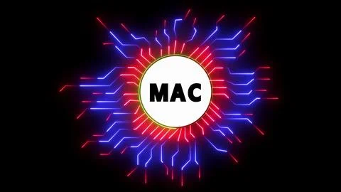 Mac computer with neon lights Stock Illustration