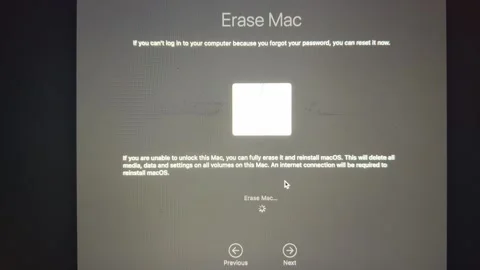 Mac Erase Screen for Password Recovery and System Reset Stock Footage 334680160
