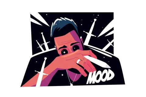 Mac illustrator character with bad mood Stock Illustration