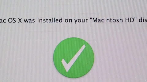 Mac Os X was installed on your Macintosh HD disk  after setup Stock Footage 103877825