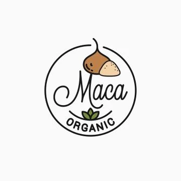 Maca logo. Round linear logo of maca superfood Stock Illustration
