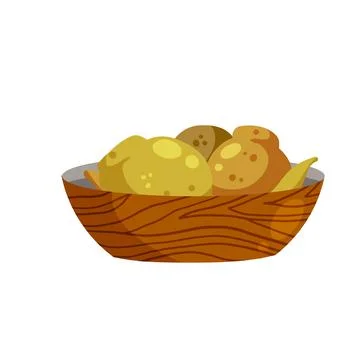 Maca or Peruvian ginseng. Yellow vegetable in bowl. Turnip root Stock Illustration
