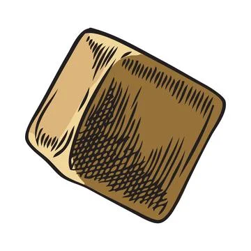 Maca root cube piece vector sketch, hand drawn cut tuber superfood, organic Stock Illustration