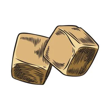 Maca root cube pieces vector sketch, hand drawn two cut tuber superfood, organic Stock Illustration