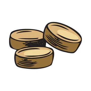 Maca root extract pills pile sketch, vector hand drawn superfood ingredient Stock Illustration