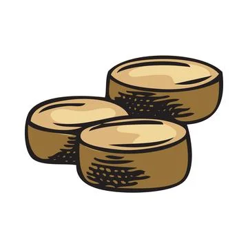 Maca root extract pills pile vector sketch, hand drawn superfood ingredient Stock Illustration