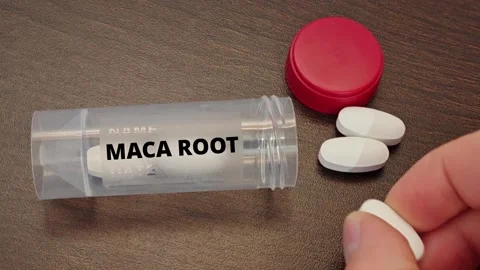 MACA ROOT herbal botanical supplement for womens health hormonal balance and Stock Footage 338415864