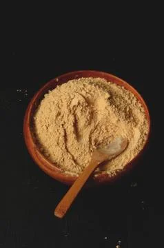 Maca root powder Foto stock