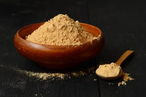 Maca root powder Foto stock
