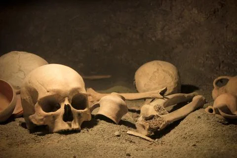 Macabre archaeological scene Stock Photos