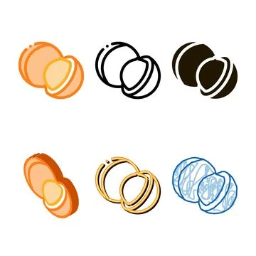 Macadamia nut icon vector outline set Stock Illustration