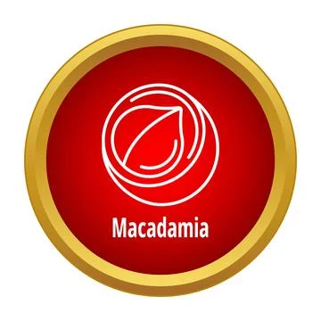Macadamia nut line icon on a red button Stock Illustration