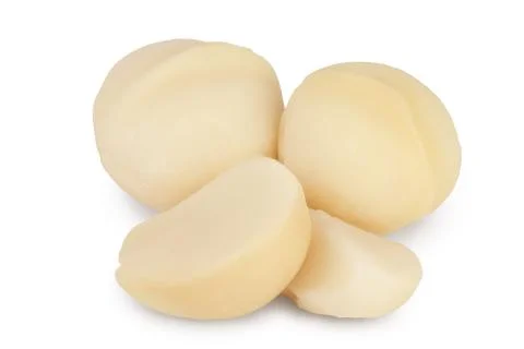 Macadamia nuts isolated on white background with clipping path and full depth of Stock Photos