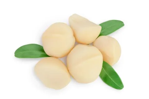 Macadamia nuts isolated on white background with clipping path and full depth of Stock Photos