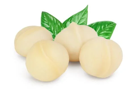 Macadamia nuts isolated on white background with clipping path and full depth of Stock Photos