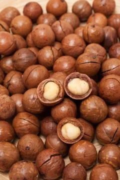 Macadamia nuts textue background Stock Photos