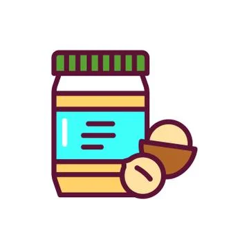 Macadamia paste color line icon. Isolated vector element. Stock Illustration