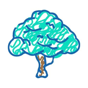 Macadamia tree jungle amazon icon doodle illustration Stock Illustration
