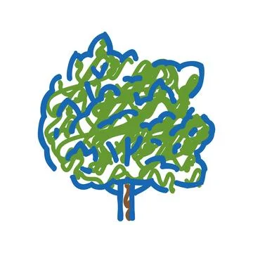 Macadamia tree jungle amazon icon doodle illustration Stock Illustration