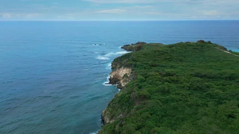 Macao beach Cliffs Drone View on Overcast Day. Dominican Republic Stock Footage 312000774