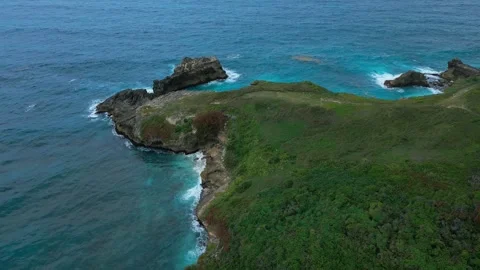 Macao beach Cliffs Drone View on Overcast Day. Dominican Republic Stock Footage 312464864