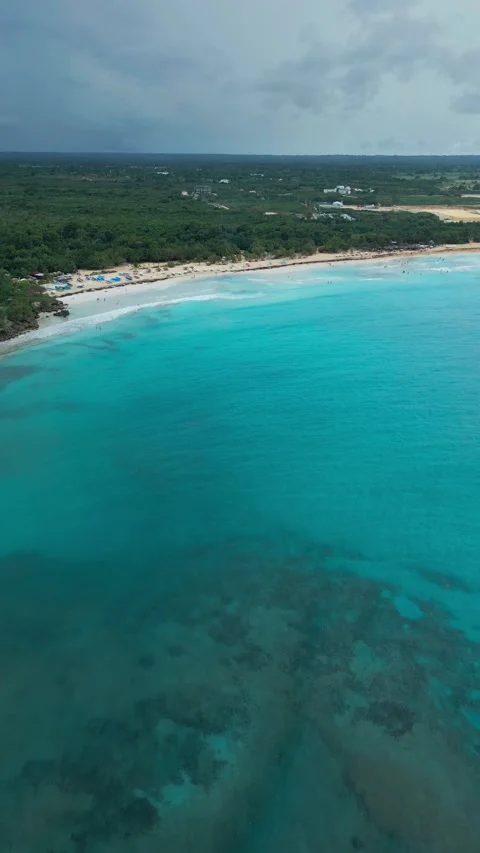 Macao beach Drone View on Overcast Day. Dominican Republic Stock Footage 312000885