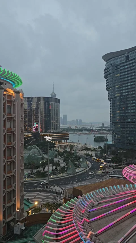 Macao, China - 2024, May 13th: Cloudy Sunset Timelapse - Vertical Video Stock Footage 276501504