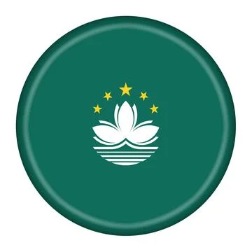 Macao flag button 3d illustration with clipping path Stock Illustration